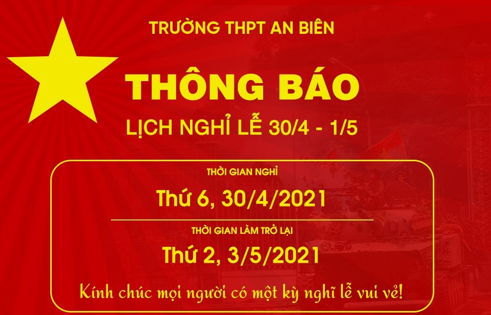 LỊCH NGHỈ LỄ 30/4- 01/5